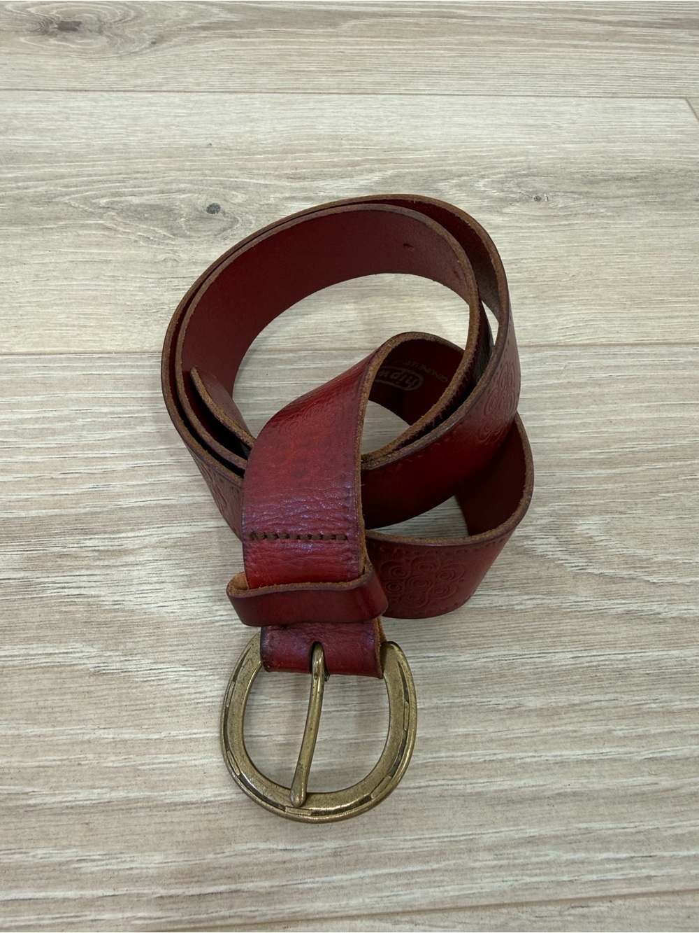 Hipwear Vintage Leather Brass Embossed Belt